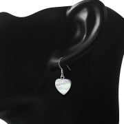 Mother of Pearl Heart Silver Earrings, e314